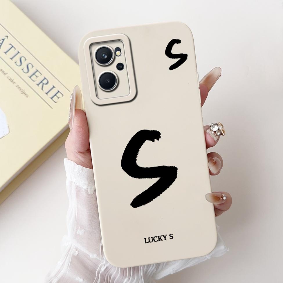 For Realme 9i 4G RMX3491 Cover For Realme 9i 4G Case Simple Fashion Luxury Letters A-Z Pattern Design Silicone Shockproof Bumper