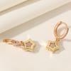 1 Pair Simple Five-pointed Star Dangle Earrings for Women Cubic Zirconia Jewelry Daily Wedding Party Accessories