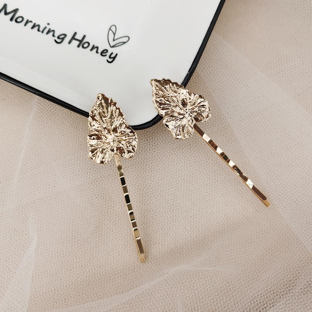 Gold Color Metal Leaf Hair Clip Girls Hairpin Barrette Flowers Rhinestone Hairpins Women Accessories Jewelry Gifts