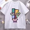 Abstract Face Funny Tshirt Unisex Women Cool Loose Print O Neck Tops Male Short Sleeve Tee Shirts Streetwear Printed Tops
