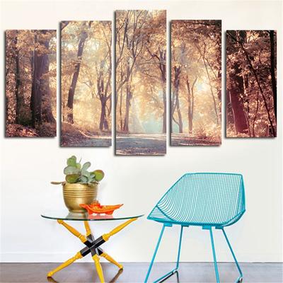 5 Panels Autumn Leaves Tree Landscape Modular Pictures Canvas Modern Wall Art Poster Frame Home Decor HD Printed Painting No Frame