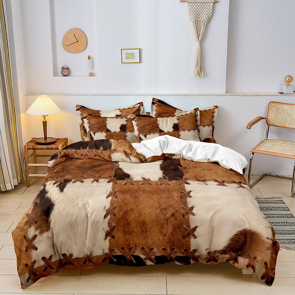 3D Digital Printing Three-Piece Set, Quilt Cover, Bed Sheet, Pillowcase, Cartoon Kit