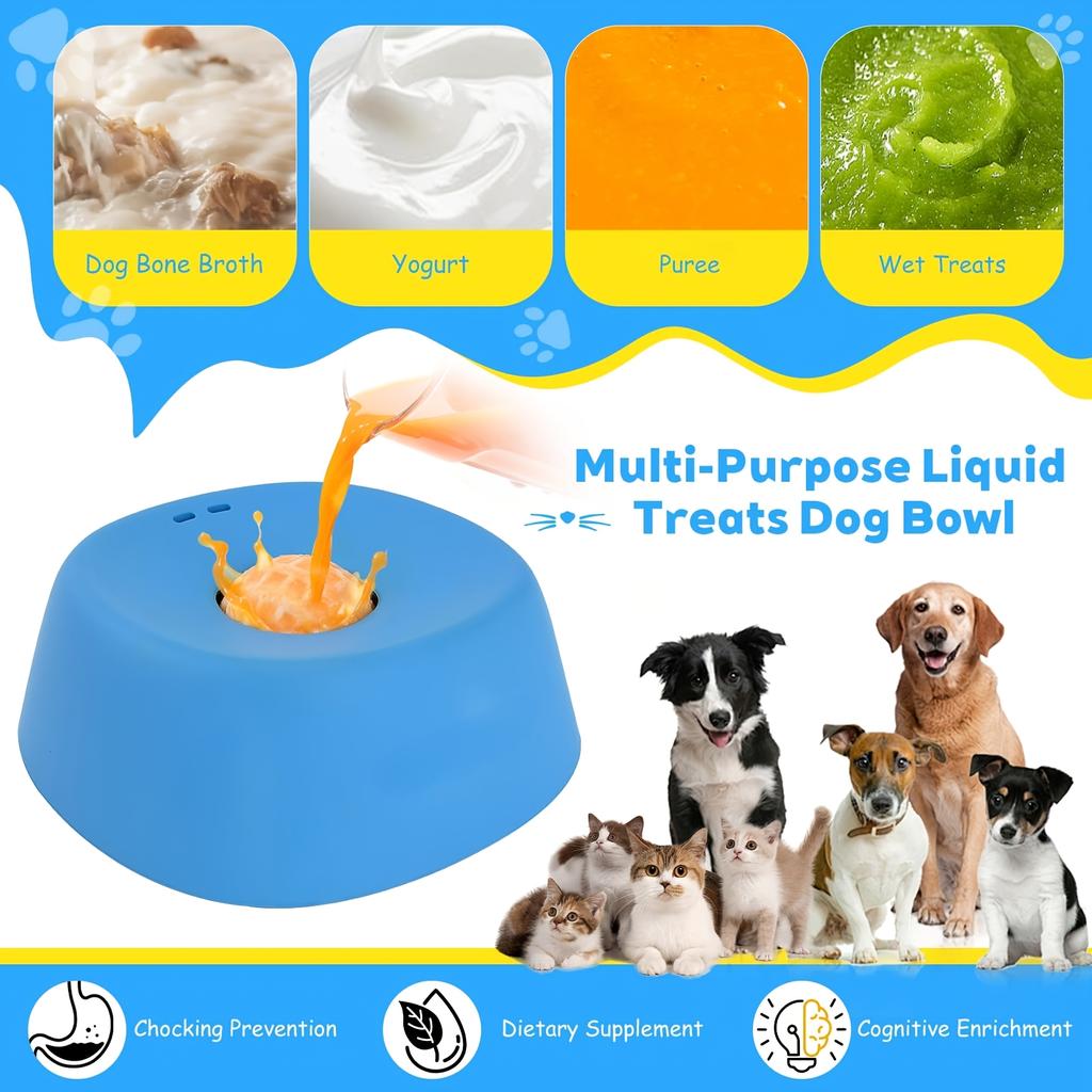 Benbuljong Hund Lick-skål, 3/4 Kopp Yoghurt Valp Lick-leksak för Stora Medel Små Raser Kosttillskott/Postoperativ Näring