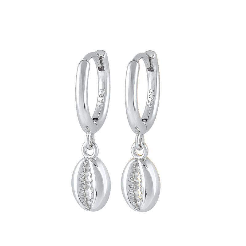 925 Silver Needle Vintage Geometric Pendant Earrings Round/Square/Shell Earrings for Women Fashion Jewelry Pendientes