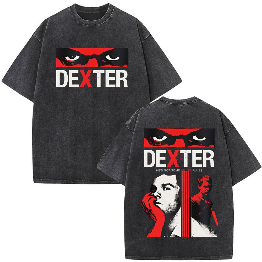Tv Play Washed Vintage Dexter Morgan Graphic Tshirts Mens Women Clothing Casual Short Sleeve T Shirts Fashion Gothic Tshirt