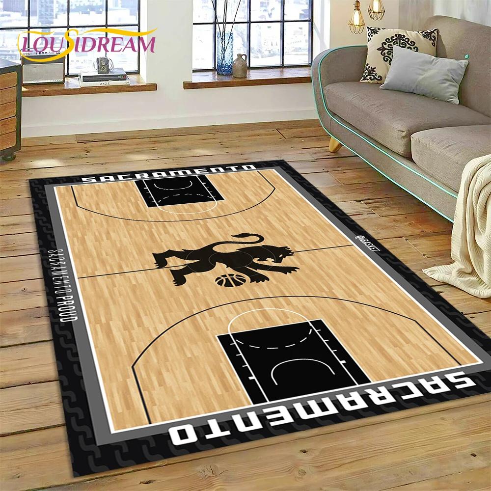 Tappeto Personalizzato 3D Campo da Basket Americano Squadra per Decorazione Soggiorno Camera da Letto, Decorazione Antiscivolo per Divano Zerbino Regalo