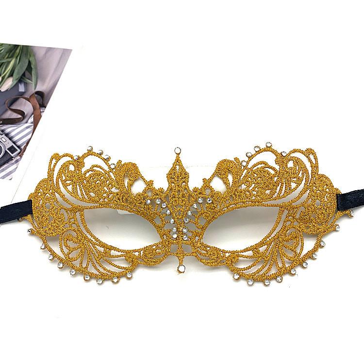 Party Hollow Costume Lace Mask With Water Diamond Decoration For Halloween