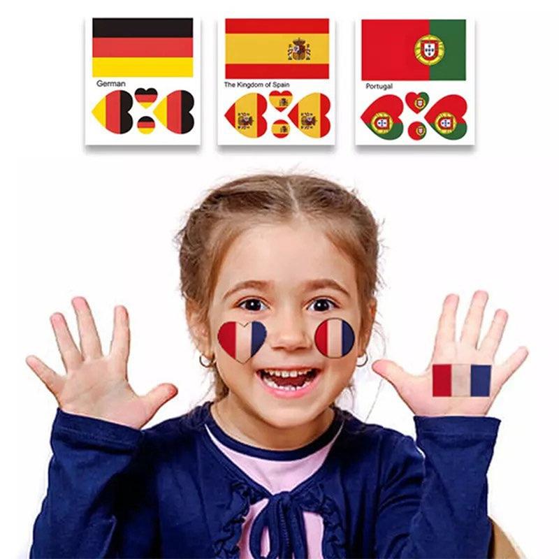 

10 шт., футбольные наклейки с национальным флагом, фальшивая татуировка, временные татуировки, футбол, водонепроницаемые, боди-арт, украшение для вечеринки