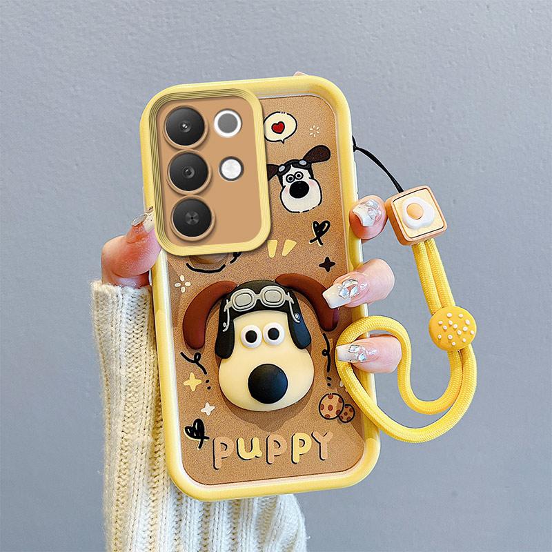 KEYSION Shockproof Case for Realme C85 5G with Lanyard Soft Silicone Cute 3D Cartoon Doll Phone Back Cover for Realme C85