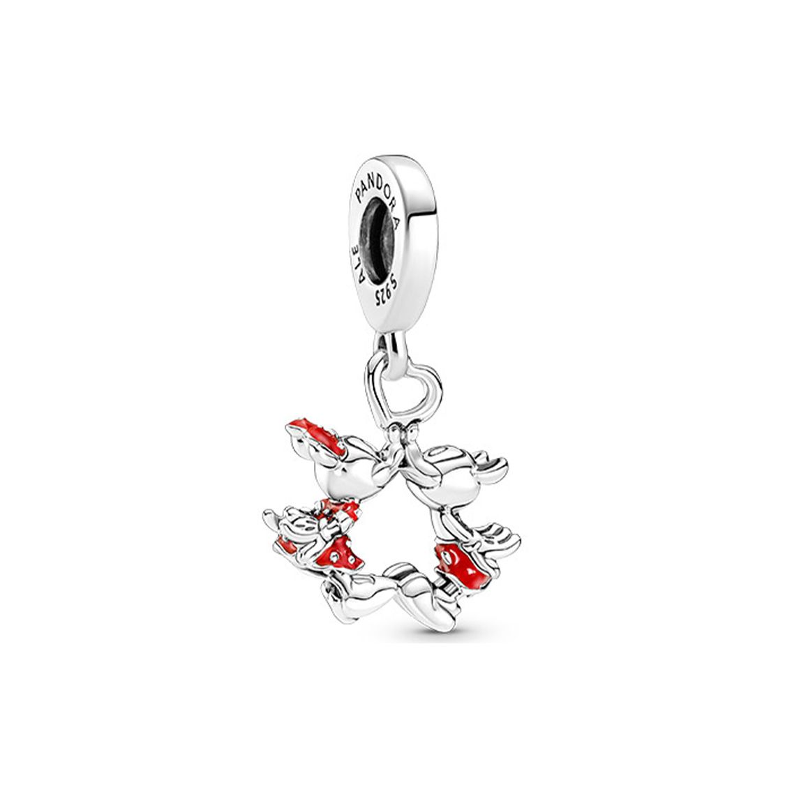 Pandora Disney Series Mickey And Minnie Kiss Charm Men Charm Silver Red 790075C01 Silver/Red,F
