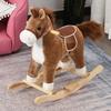 Children's Rocking Horse Baby Rocking Animal Horse with Animal Sounds Toy Handles for 36-72 Months Plush Brown 65 X 32.5 X 61 Cm