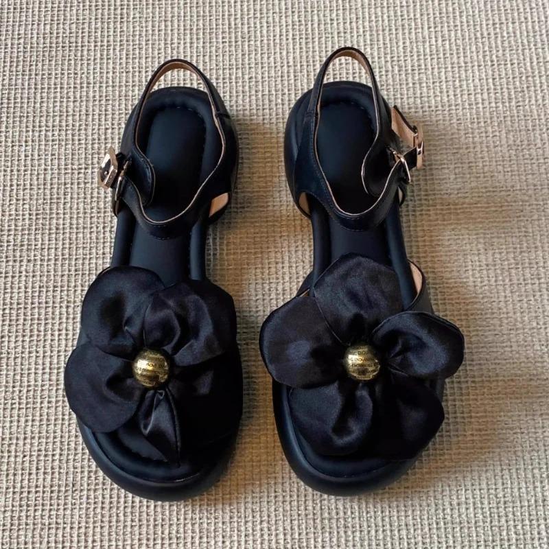 Mode Mittelhohe Absätze Damen Sandalen Sommer Blume Absatzschuhe Designer Klassische Slipper 2025 Neue Mode Schnalle Pumps Lässige Sandalen Damen