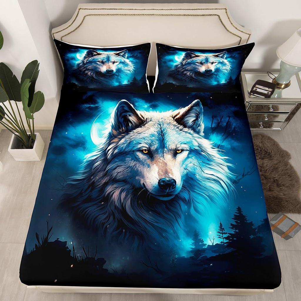 Lion Pattern Mattress Three-Piece Digital Printing Couple Black Gold Crown Bedspread Bedding