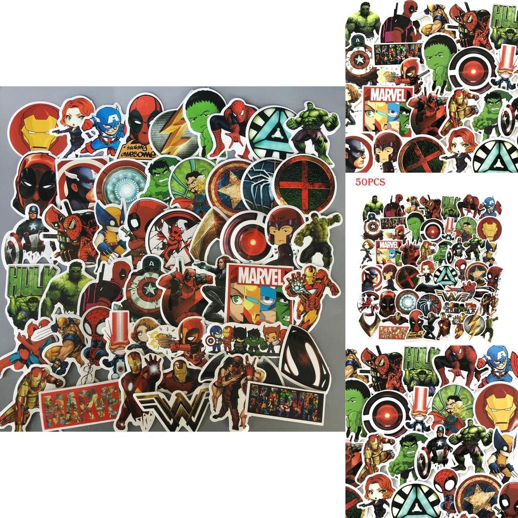 50 kusů Samolepek Superhrdinů Avengers Sada Ideální Pro Dekoraci Auta, Notebooku a Skateboardu