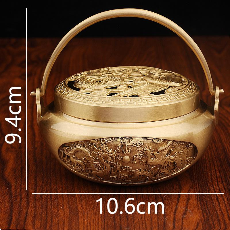 Brass Hand Warmer, Fire Gun Incense Incense Stove, Dragon and Phoenix Chengxiang, a Century-old Good Harmony, Mandarin Ducks, Charcoal,