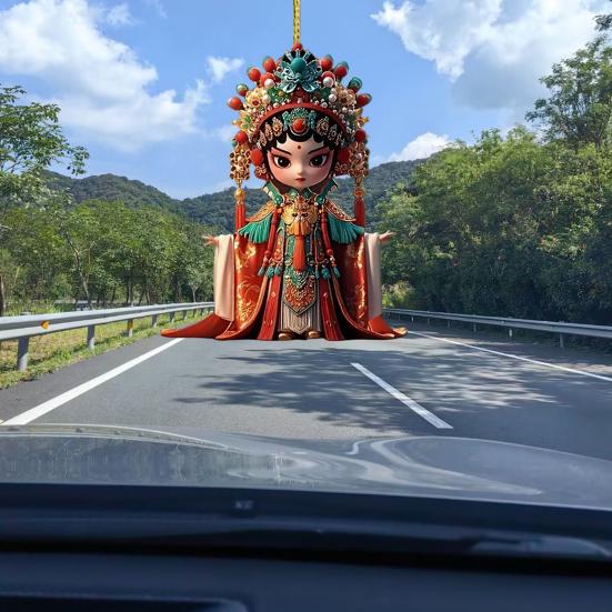 Yousheng Peking Oper Figur Acryl Dekoration 2D Flach Chinesischer Stil Cartoon Mädchen Oper Weibliche Rolle Auto Rückspiegel Hängeornament Anhänger