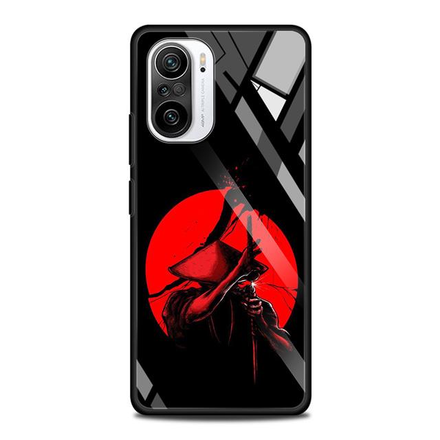 Pouzdro z tvrzeného skla pro Xiaomi Redmi Note 10 Pro Max 9 9s 7 8t 8 K40 K30 Pro Plus 9t 9c 8a 9a Phone Shell Japanese Samurai Art