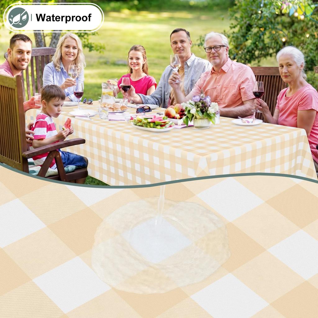 Olanly Rectangle Waterproof Vinyl Table Cloth Buffalo Flannel Backed Tablecloth Wipeable Plastic Table Cover For Easter Kitchen