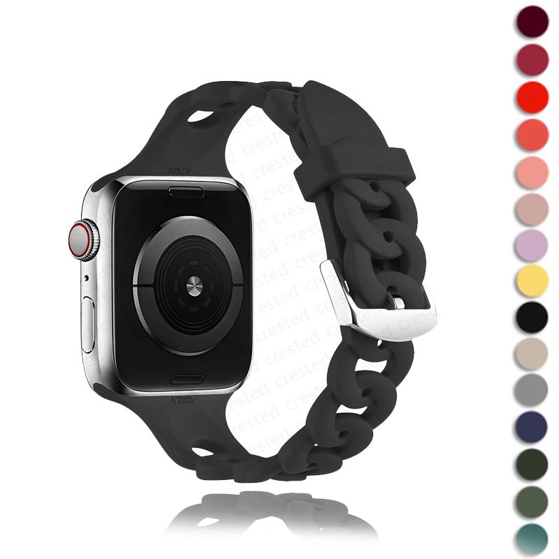 Silikonový řemínek pro Apple watch band 44mm 40mm 45mm 41mm 42mm 38mm 49mm Náramek Gourmette iWatch série 9 6 3 5 4 SE 7 8 ultra 2