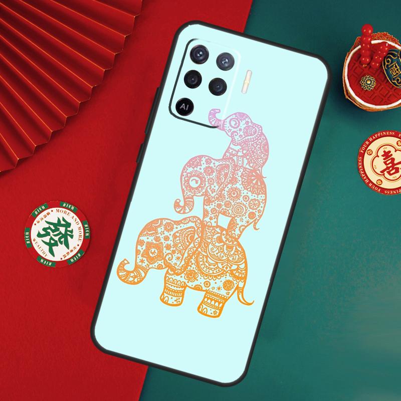 Cute Elephant Cartoon Case For Oppo A80 A40 A60 A6 A5 Pro A15 A16 A17 A57 A94 A74 A54 A76 A96 A18 A38 A58 A78 A98