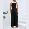 Women's Clothing, Solid Color Casual Overalls, Straight Leg, Comfortable Overalls, Mid Waist, Patchwork/spliced Pants