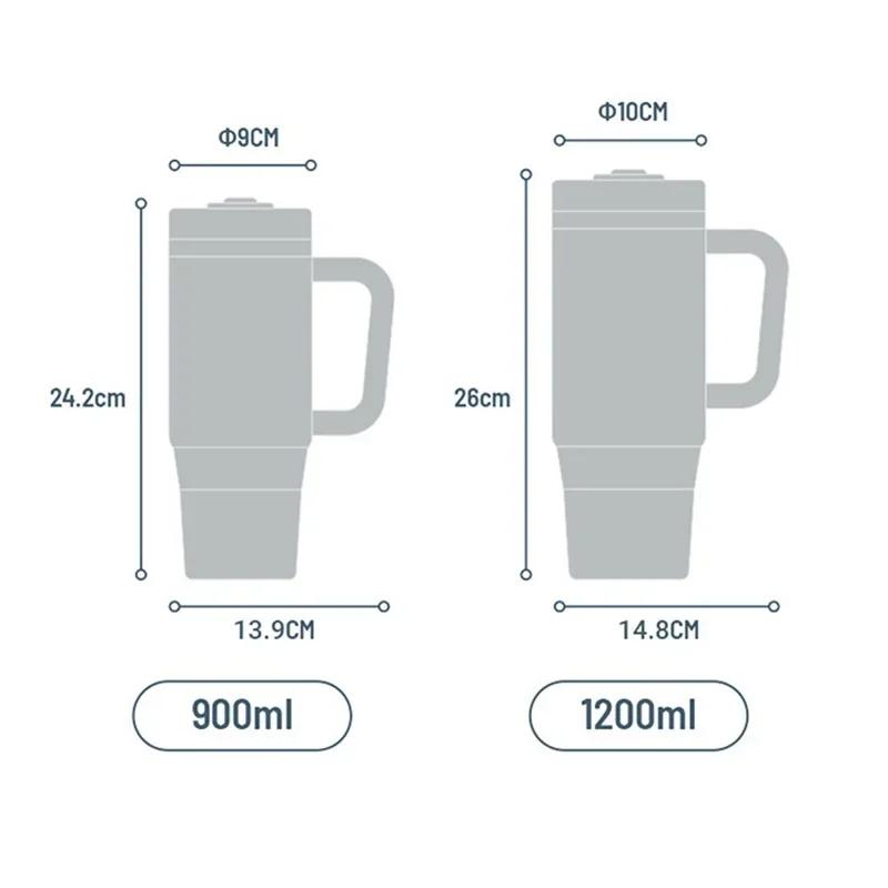 900ML/1200ML Tyeso Stainless Steel Water Bottle Car Thermos Cup Coffee Cups with Handle Sport Vacuum Flask Drinking Utensil Gift