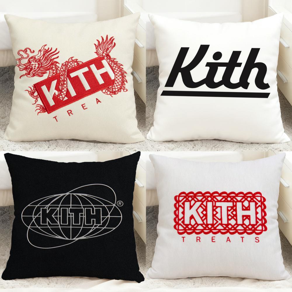 Capa de Almofada Clássica com Logo K-KITH Capa de Travesseiro Reversível Confortável Ideal para Carro Sofá Quarto e Além