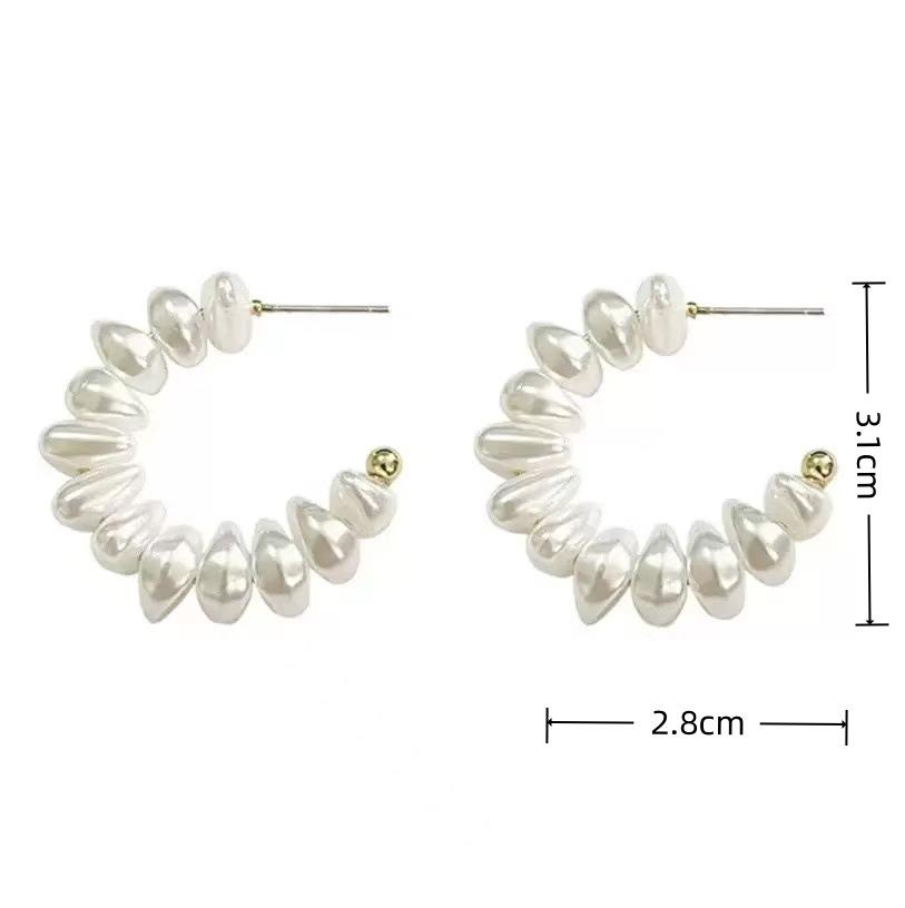Korean Irregular Pearl C-Shaped Women's Earrings - Niche Design, High-End Cold Style, Super Fairy White