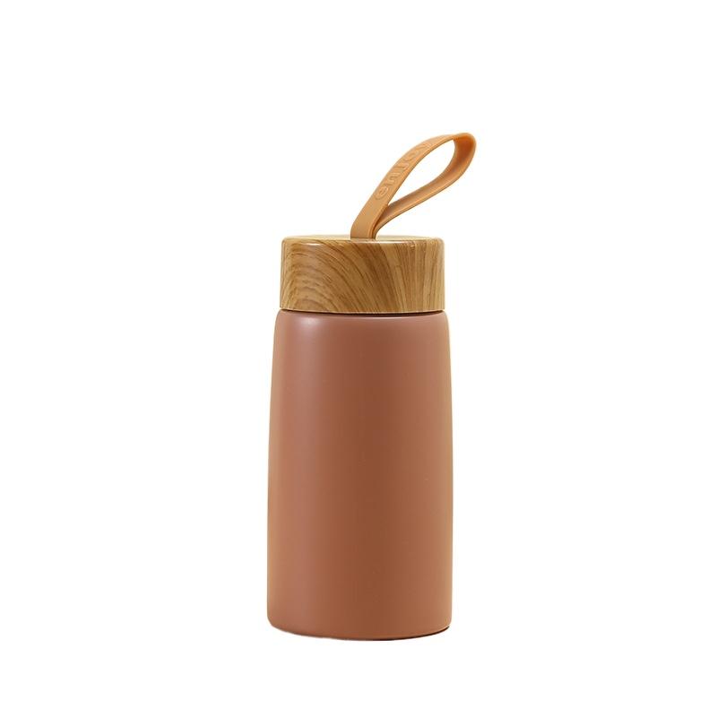 New Style Mini Thermos Cup Creative Wood Grain Cover Portable Vacuum Stainless Steel Water Cup Student High Value Pocket Cup