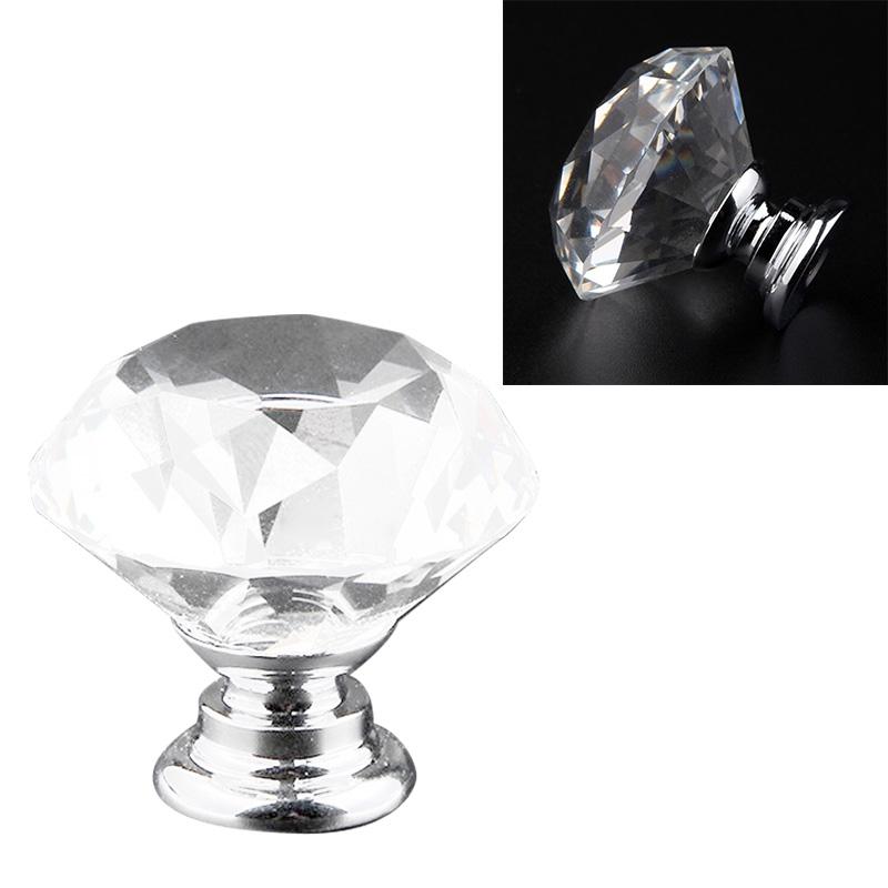 20PCS Drawer Knobs Alloy Anti Oxidation Crystal Shaped Cabinet Handle for Cupboard Home Transparent 30mm