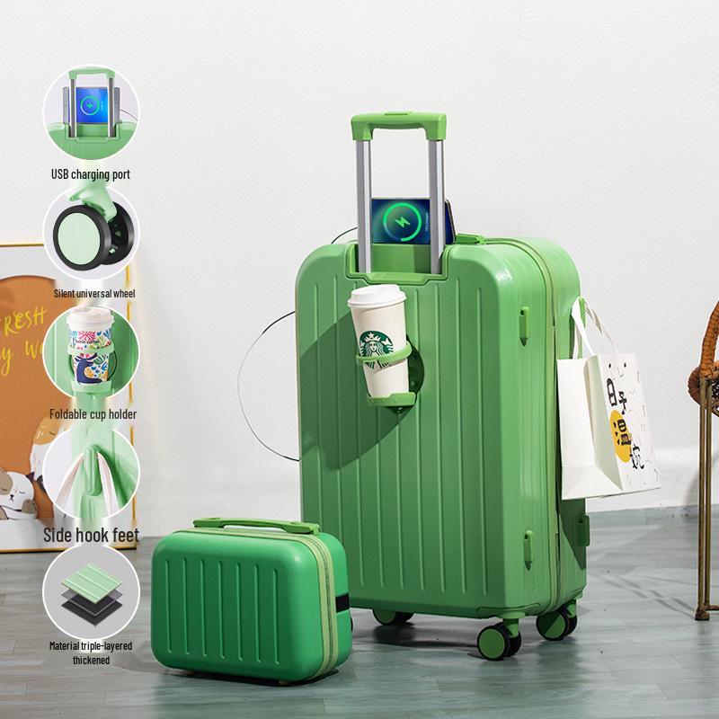 

Высококачественный чемодан на колесах: Дорожный чемодан большой вместимости с двухслойной молнией для студентов и мужчин и женщин 26 inches