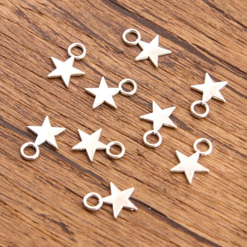 300pcs Charms Star Handmade Craft Pendant Making Fit Vintage Tibetan Silver Color DIY for Bracelet Necklace.