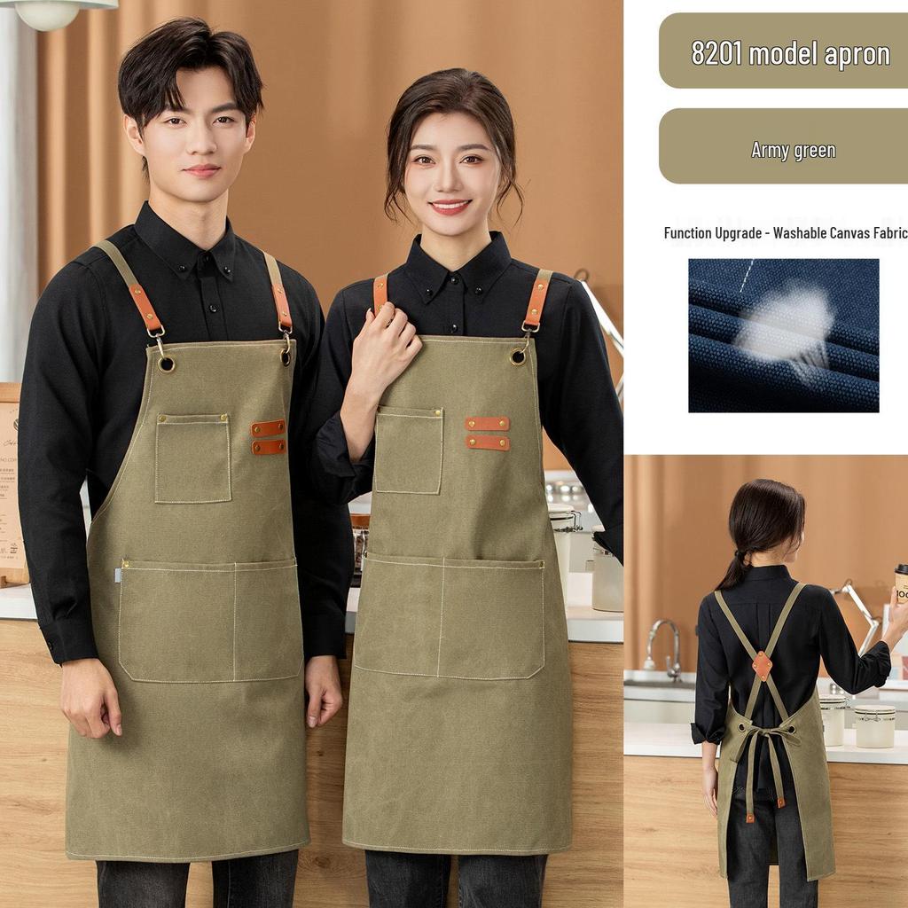 Custom Logo Denim Apron for Coffee Shops & Nail Salons - Thick Canvas Workwear
