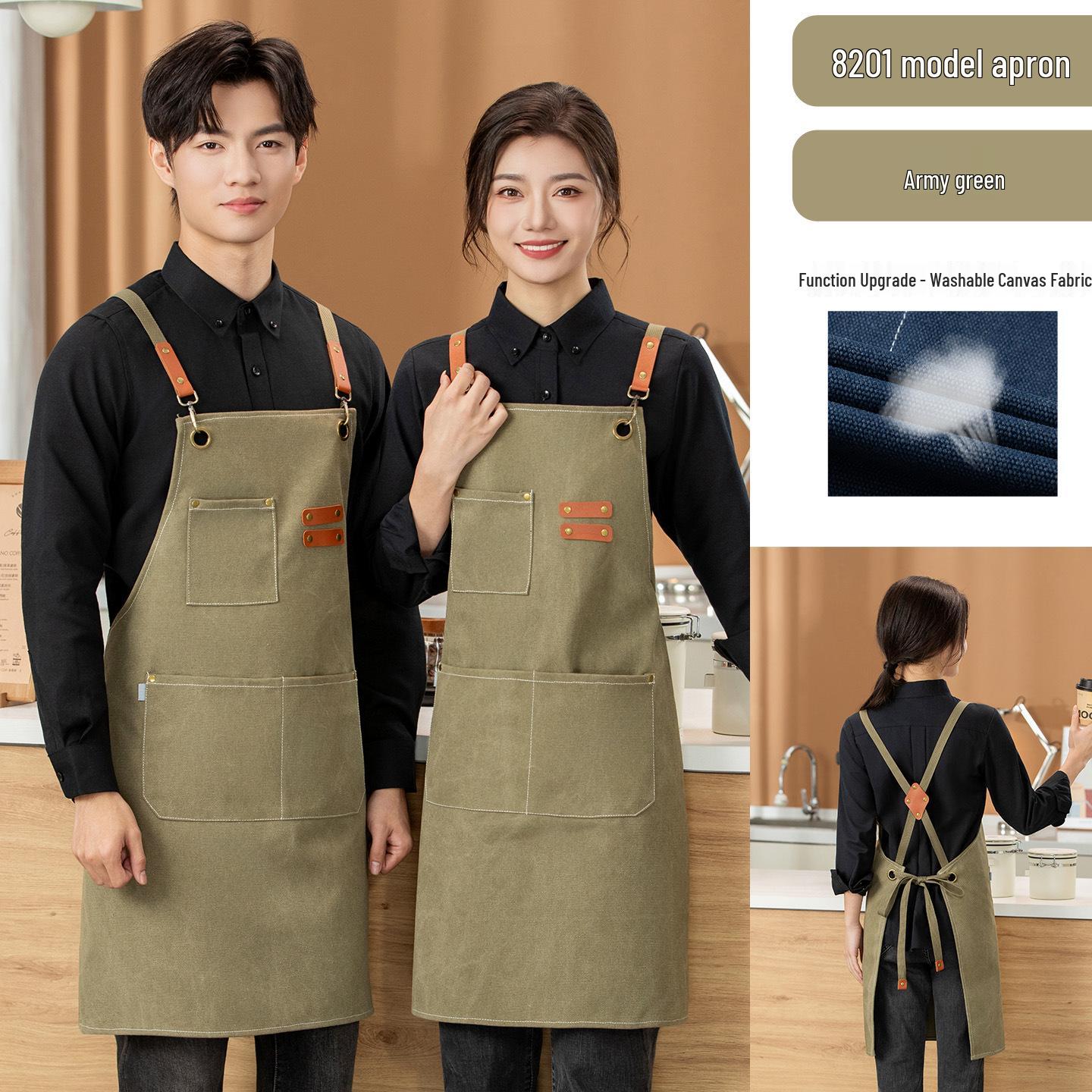Custom Waterproof Canvas Apron - Stain-Resistant Workwear for Baristas, Nail Salons, and Gardening