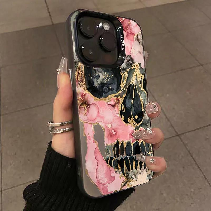 Luxury Skull Floral Cartoon Phone Case For iPhone 16 15 14 13 PRO MAX 11 12 13 PRO X XS XR 7 8 Plus Protective Shell Y2k Cover