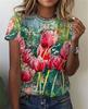 Summer Floral Flowers 3D Print T-Shirts Fashion Women's Round Neck Short Sleeve T Shirt Tees Harajuku Y2K Tops Female Clothing