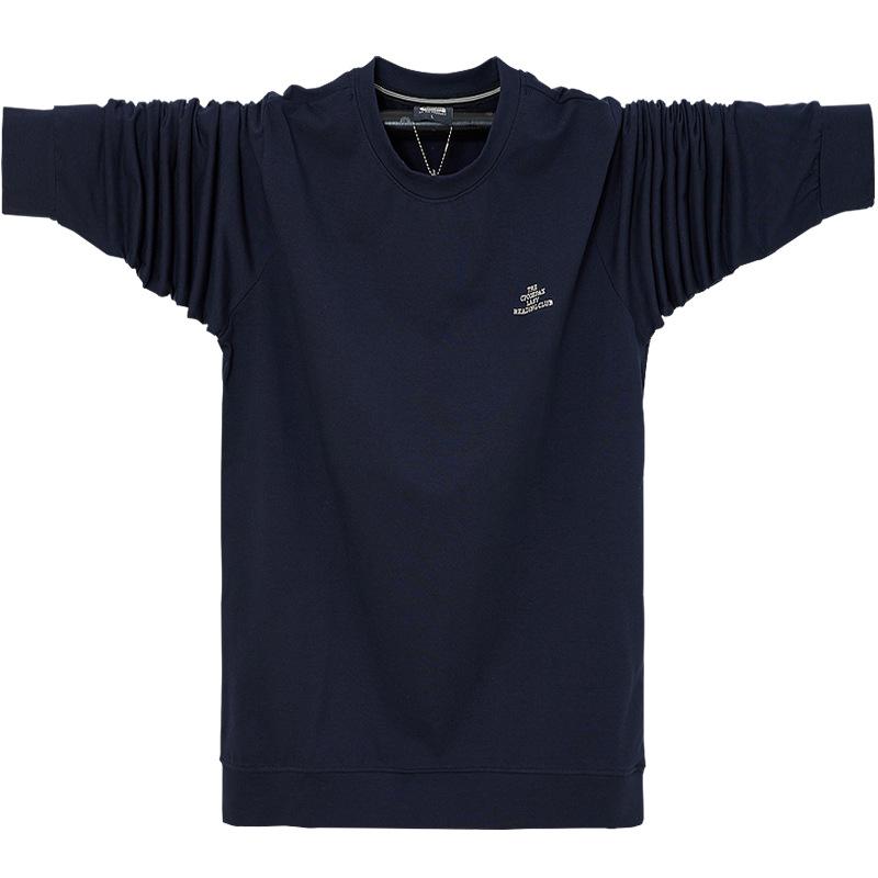 New relaxed large men's warm casual sports lapel lightweight soft wrinkle breathable cotton long-sleeved T-shirt