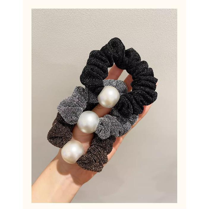 Delicate Pearl Decorated Sparkly Hair Ring for Women Formal Occasions Daily Elegant Hair Accessory