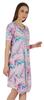 Moomaya Cotton Jersey Printed Midi Dress For Women V-Neck Summer Short Sleeves Knee Length