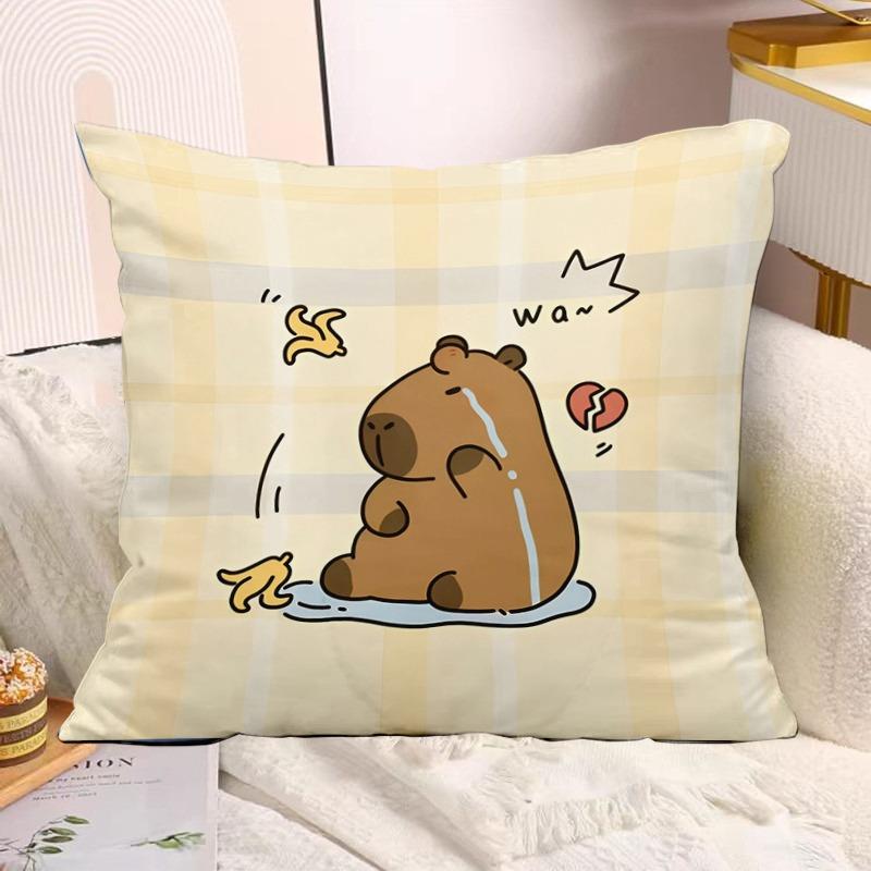 Cute Capybara Print Decorative Pillowcase Bedroom Living Room Square Cushion Pillowcase