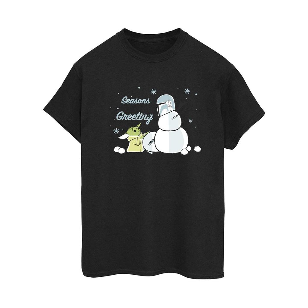 Star Wars The Mandalorian Womens/Ladies Seasons Greetings Cotton Boyfriend T-Shirt