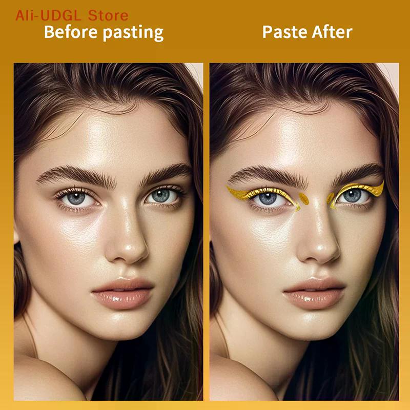 1PC Glitter Stickers Face Eyeliner Tattoo Flash Gold Temporary Tattoos Waterproof Makeup Decals For Girls Party Music Festival