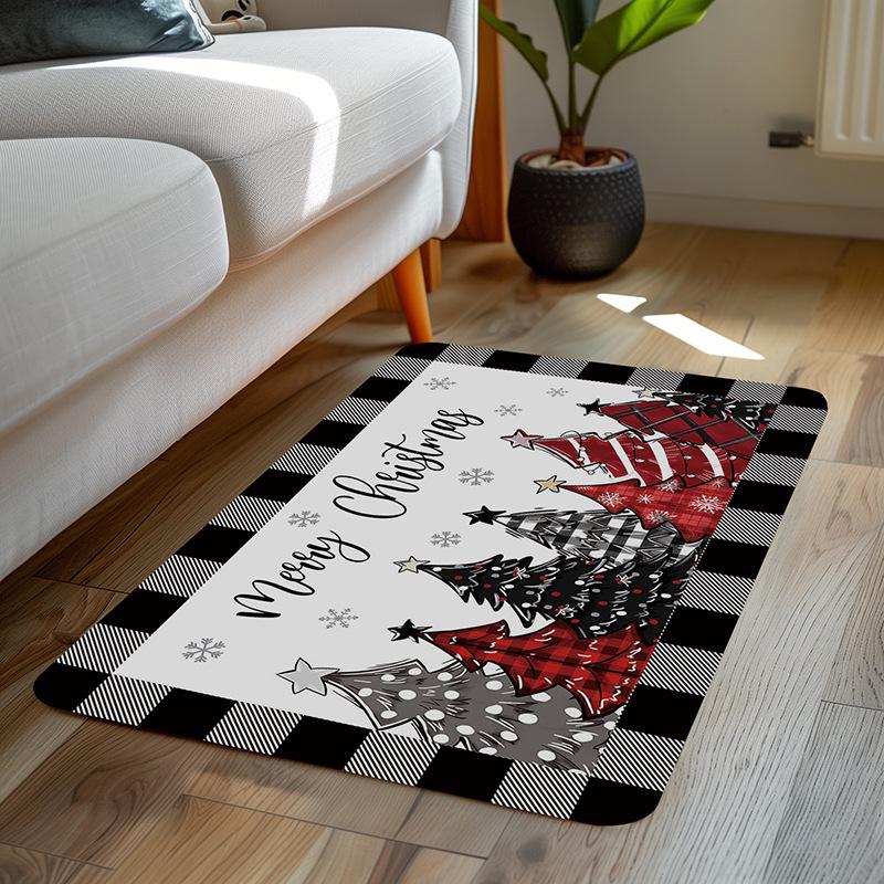 

Christmas Rug Pine Tree Snowman Print for New Year Christmas Gift Floor Decoration Rug Entrance Mat Living Room Bedroom Ornament 40x60cm