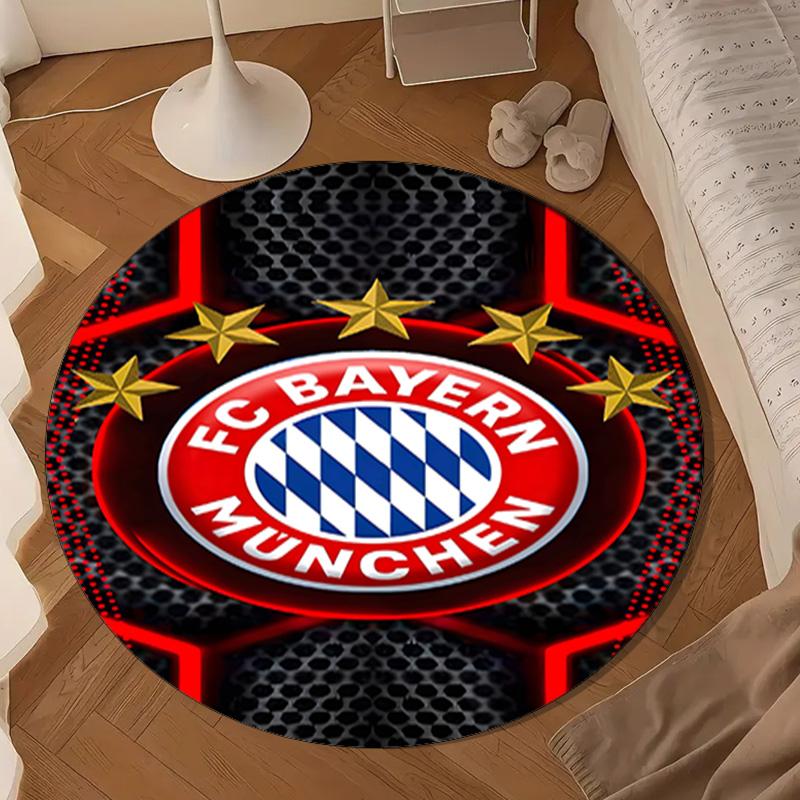 Football Club Neon Cityscape Round Rug for Livingroom,Bedroom, Palyroom, Chair Rug, Area rug, Circle Carpet, Large Size Fan Christmas gift