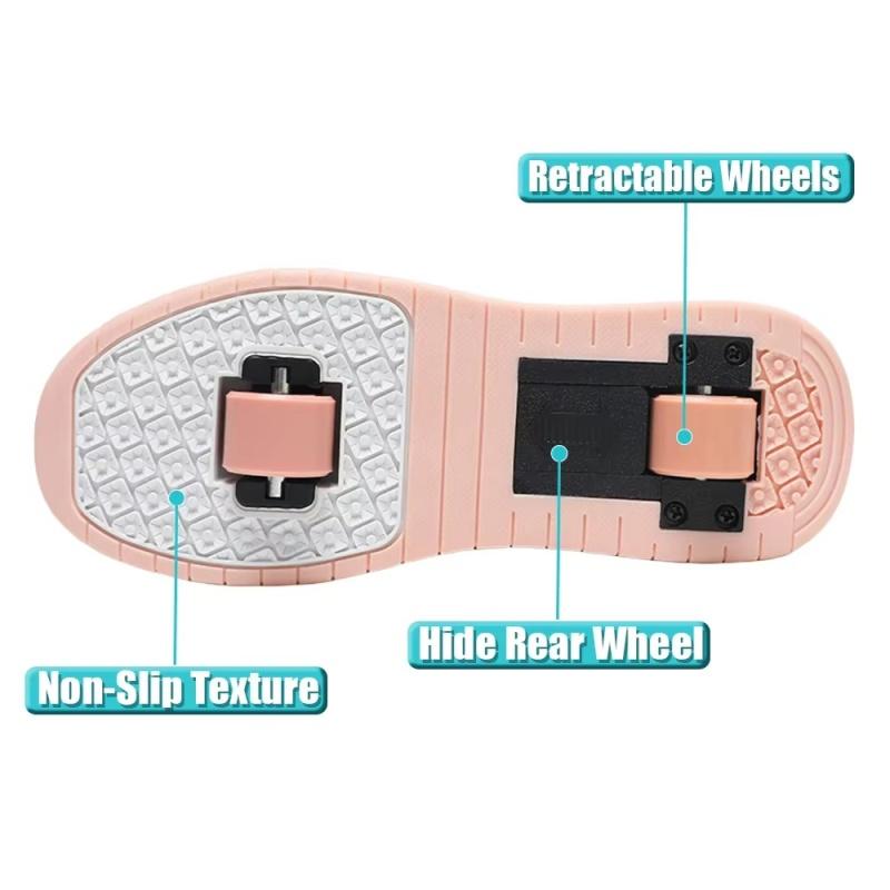 Dámské dvoukolečkové kolečkové brusle Módní dívčí tenisky s kolečky Zatahovací Dvojí účel Dětské Sportovní boty na bruslení
