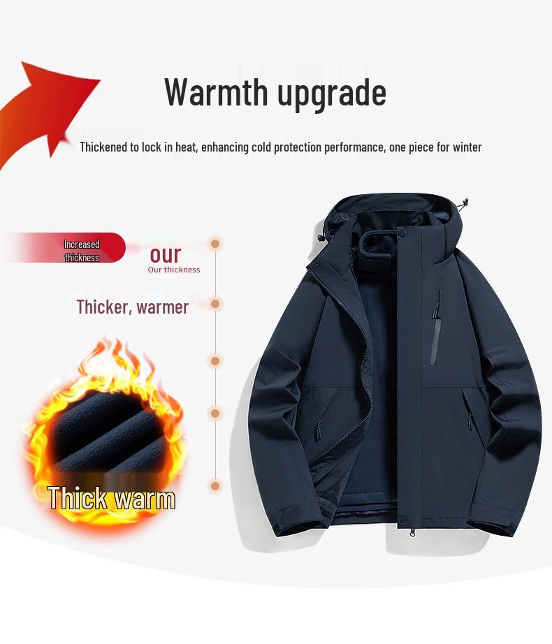 6XL Unisex 3-in-1 Ski Jacket Set: Thickened, Detachable for Autumn/Winter