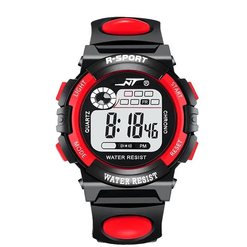 Brand Children Watch Sports Digital Watch for Kids Boys Girls Student 30M Waterproof Multifunctional LED Wristwatch красный