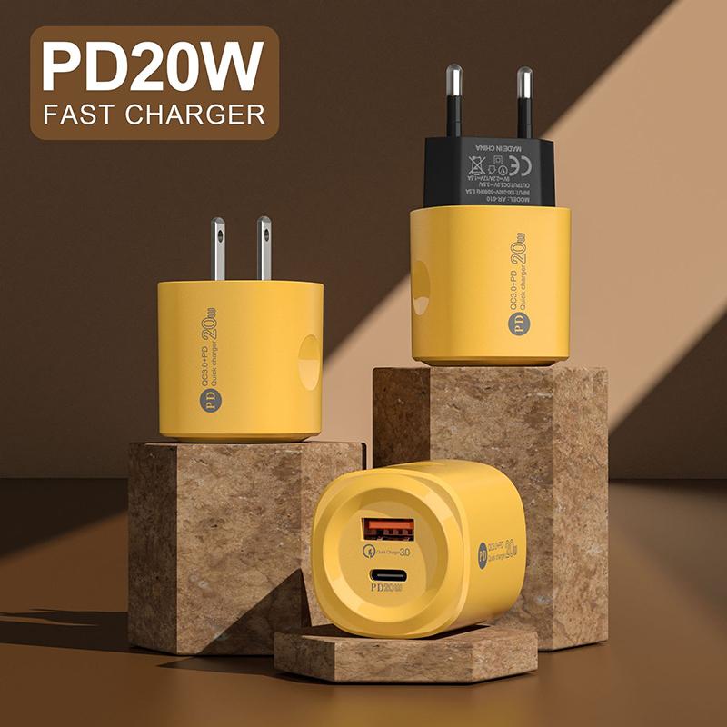 Pd 20W Usb & Type C Dual Ports Fast Charger Quick 3.0 Charger Adapter For Iphone 14 13 12 Xiaomi Samsung Eu&Us Wall Charging