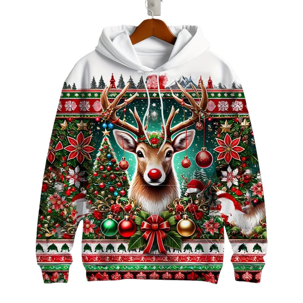 3D Print Sweatshirts Funny Santa Claus Graphic Harajuku Hoodies Blouse Men's Clothing