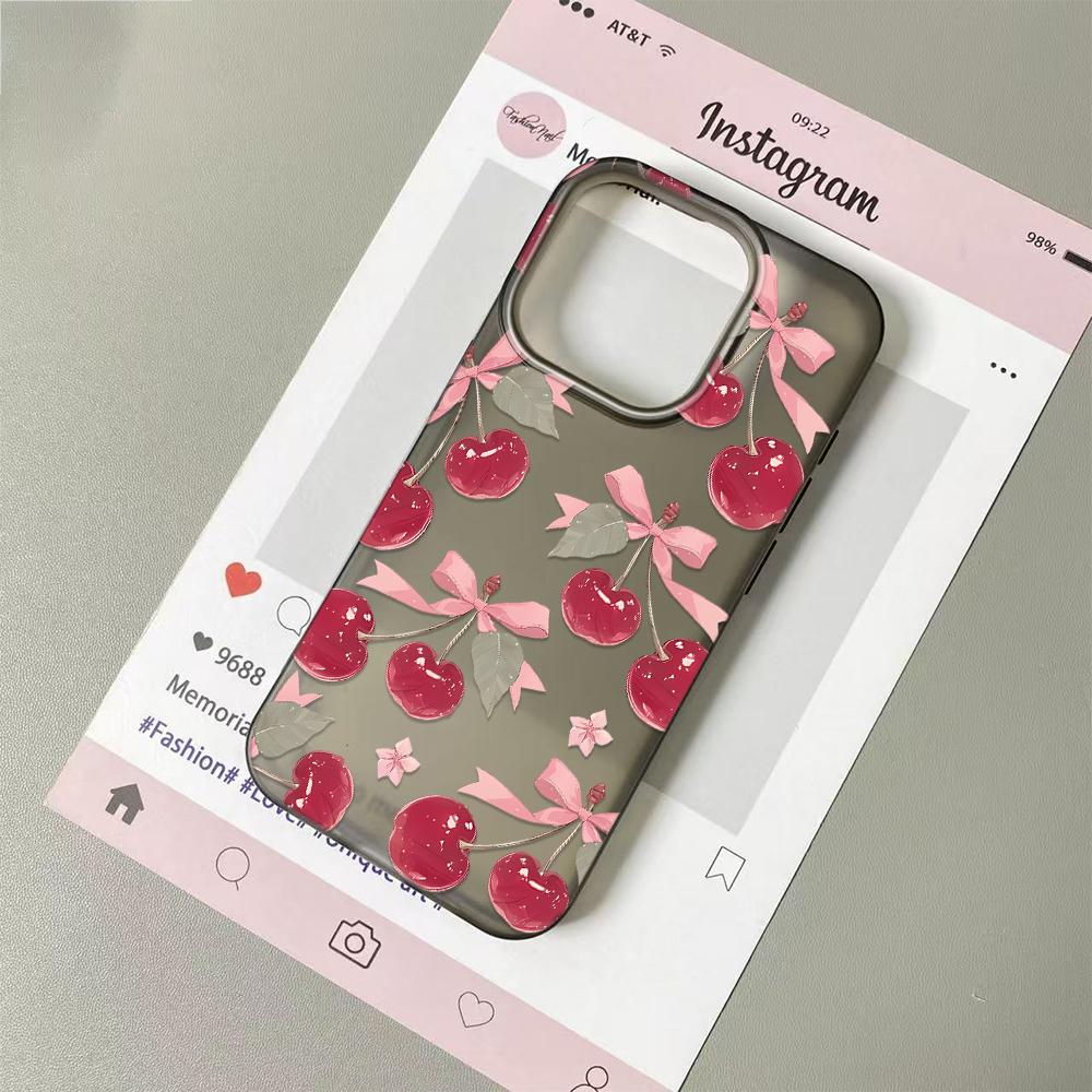 

Cherry Bow Phone Case For IPhone 11Pro 13 15 PIus 14 12 16 17 Pro Max Case 17Air Silicone Soft Clear Shockproof Cover Shell iphone 15 Plus